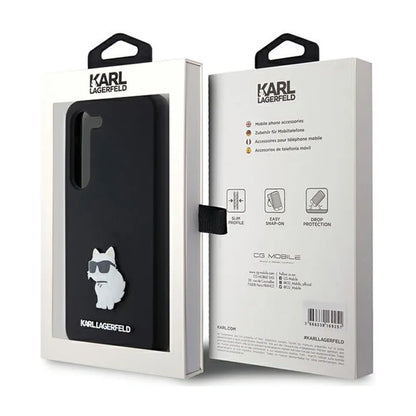 Karl Lagerfeld Silikoninis Choupette Metal Pin - dėklas Samsung Galaxy S24 (juodas)
