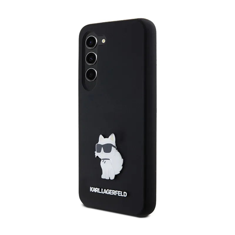Karl Lagerfeld Silikoninis Choupette Metal Pin - dėklas Samsung Galaxy S24 (juodas)