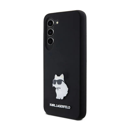 Karl Lagerfeld Silikoninis Choupette Metal Pin - dėklas Samsung Galaxy S24 (juodas)