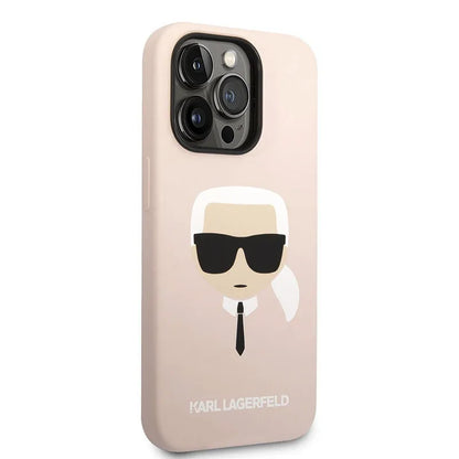 Karl Lagerfeld silikoninis "Ikonik Karl's Head MagSafe" dėklas, skirtas "iPhone 14 Pro Max" (rožinis)