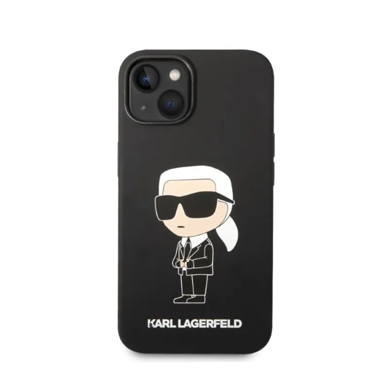Karl Lagerfeld Silikoninis Ikonik MagSafe Dėklas – iPhone 15 Plus / 14 Plus (juodas)