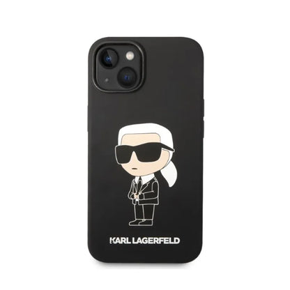 Karl Lagerfeld Silikoninis Ikonik MagSafe Dėklas – iPhone 15 Plus / 14 Plus (juodas)
