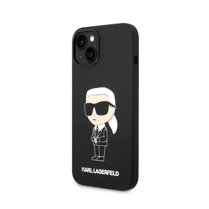 Karl Lagerfeld Silikoninis Ikonik MagSafe Dėklas – iPhone 15 Plus / 14 Plus (juodas)