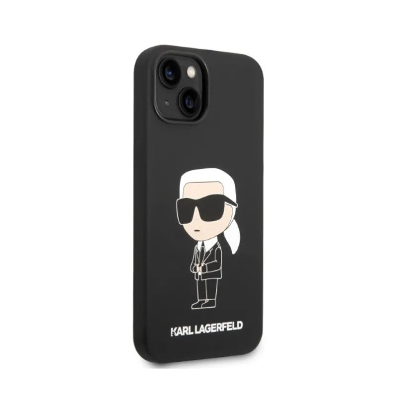 Karl Lagerfeld Silikoninis Ikonik MagSafe Dėklas – iPhone 15 Plus / 14 Plus (juodas)