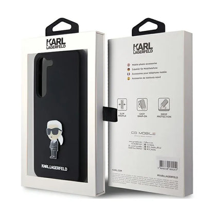 Karl Lagerfeld Silikoninis Ikonik Metalinis Kaištis – Dėklas Samsung Galaxy S24+ (juodas)