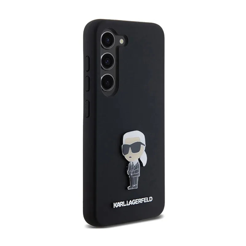 Karl Lagerfeld Silikoninis Ikonik Metalinis Kaištis – Dėklas Samsung Galaxy S24+ (juodas)
