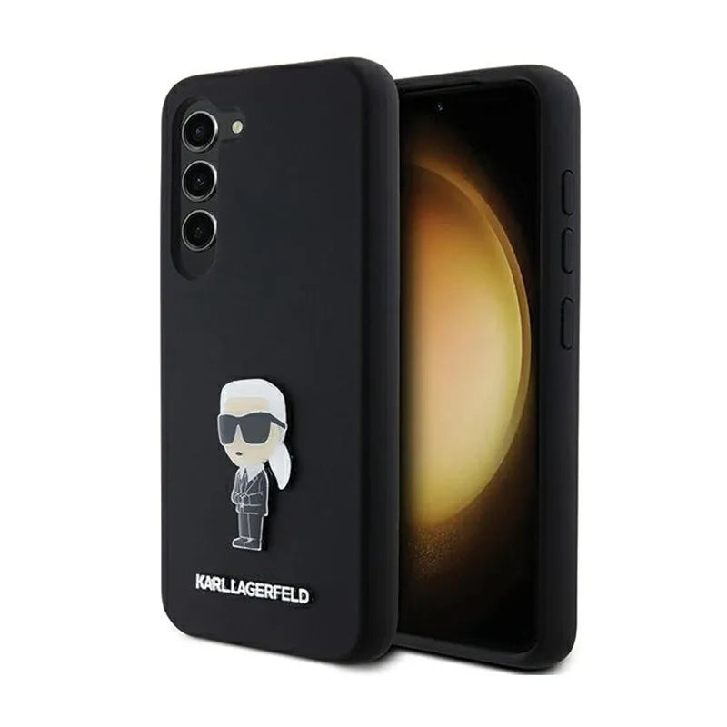 Karl Lagerfeld Silikoninis Ikonik Metalinis Kaištis – Dėklas Samsung Galaxy S24+ (juodas)