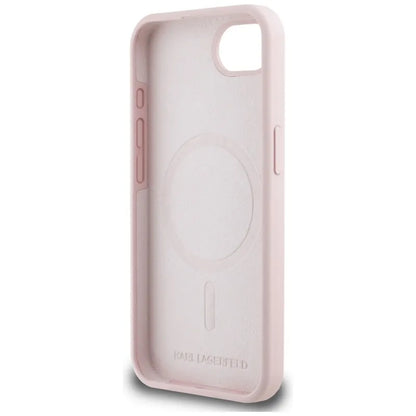 Karl Lagerfeld silikoninis Karl & Choupette Heads MagSafe – dėklas iPhone 16e (rožinis)