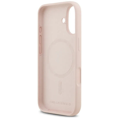 Karl Lagerfeld Silikoninis Karl & Choupette žiedas MagSafe - Dėklas iPhone 17 (rožinis)