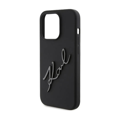 Karl Lagerfeld Silikoninis Karl Script – „iPhone 15 Pro“ dėklas (Juodas)