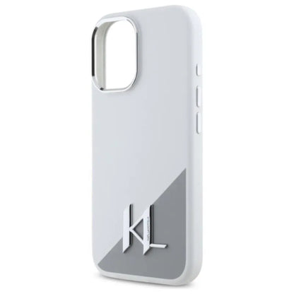 Karl Lagerfeld Silikoninis Šešėlis Metalinis Inicialas MagSafe – Dėklas skirtas iPhone 16 (baltas)