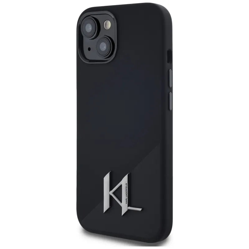 Karl Lagerfeld silikoninis "Shadow Metal Initial MagSafe" - dėklas iPhone 15 (juodas)