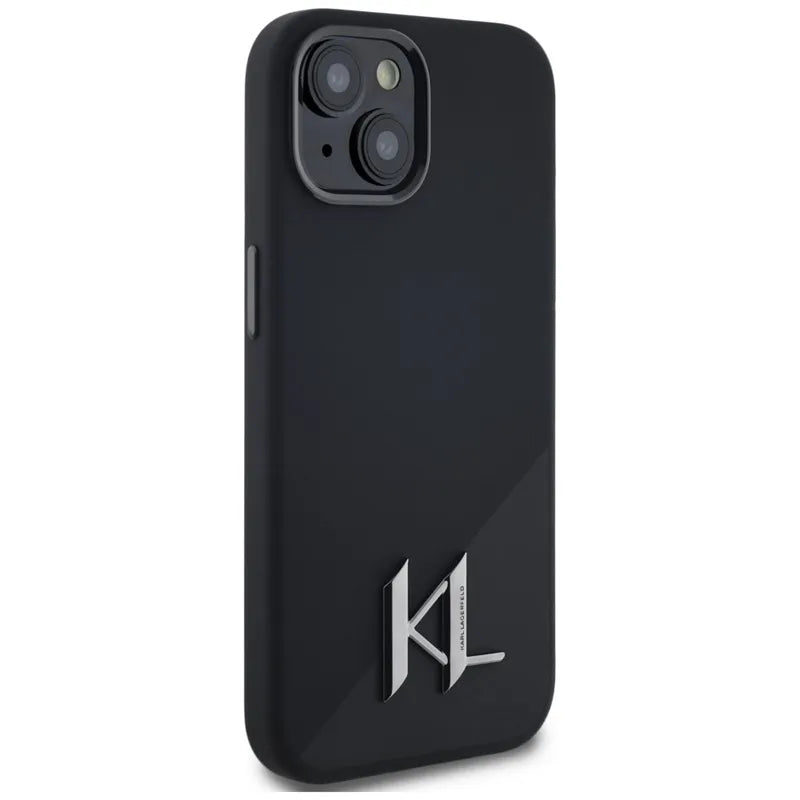 Karl Lagerfeld silikoninis "Shadow Metal Initial MagSafe" - dėklas iPhone 15 (juodas)