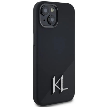 Karl Lagerfeld silikoninis "Shadow Metal Initial MagSafe" - dėklas iPhone 15 (juodas)