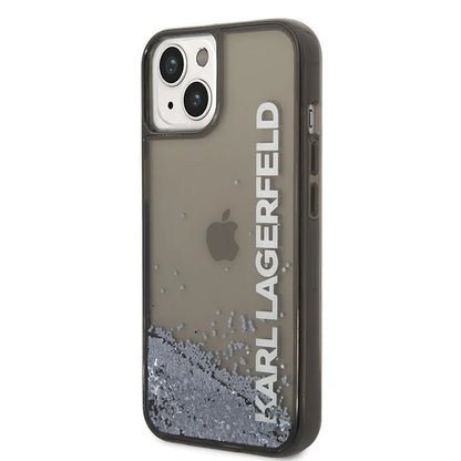 Karl Lagerfeld skaidrus dėklas su blizgučiais ir pailgintu logotipu – dėklas, skirtas „iPhone 14 Plus“ (juodas)