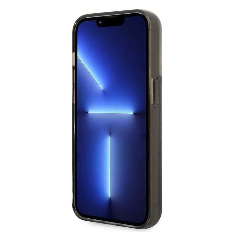 Karl Lagerfeld skystantis blizgučių permatomas pailgo logotipo dėklas – dėklas, skirtas „iPhone 14 Pro“ („Black“)