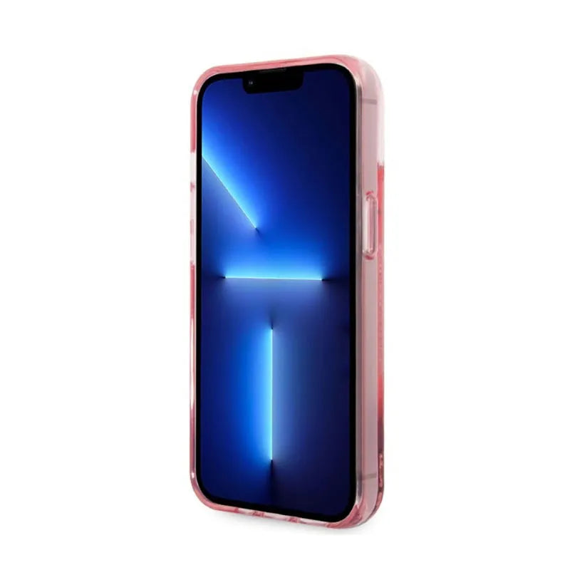 Karl Lagerfeld skystantis blizgutis NFT Karlo galva – dėklas iPhone 14 Plus (rožinis)