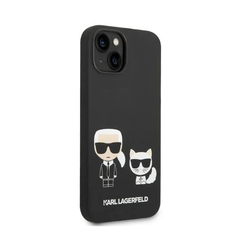 Karl Lagerfeld skystas silikonas Karl & Choupette MagSafe – dėklas, skirtas „iPhone 14 Plus“ (juodas)