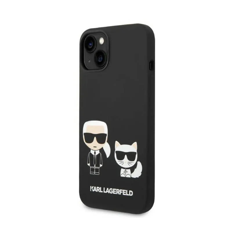 Karl Lagerfeld skystas silikonas Karl & Choupette MagSafe – dėklas, skirtas „iPhone 14 Plus“ (juodas)