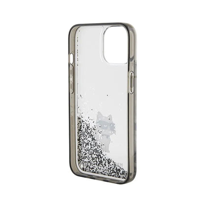 Karl Lagerfeld Skysti blizgučiai Choupette – Dėklas iPhone 15 (Permatomas)