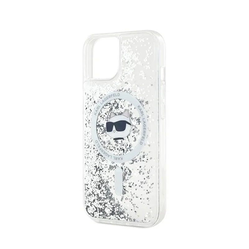 Karl Lagerfeld Skysti blizgučiai Choupette Galva MagSafe – iPhone 13 Dėklas (Skaidrus)