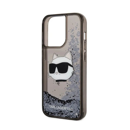 Karl Lagerfeld skysti blizgučiai NFT Choupette galva – dėklas iPhone 14 Pro (juodas)
