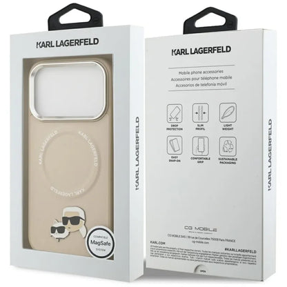 Karl Lagerfeld Smeigtukai Karl & Choupette MagSafe - Dėklas iPhone 17 Pro (smėlio spalvos)