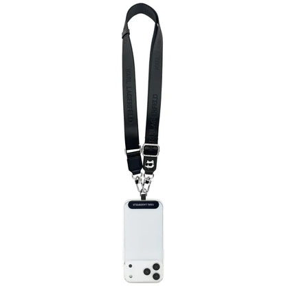 Karl Lagerfeld Universali Dirželio Tvirtinimo Dalys su Choupette Metalo Logotipu - Universali Telefono Juostelė / Virvelė (Juoda)