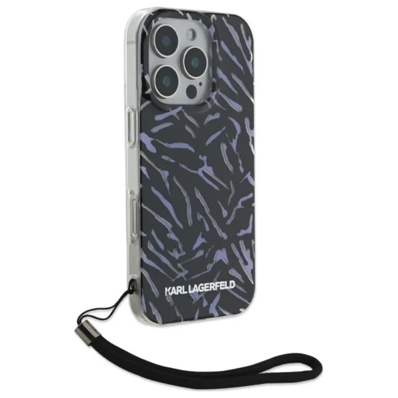 Karl Lagerfeld Zebra su virvele - dėklas iPhone 16 Pro (violetinė)