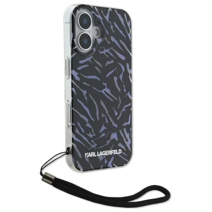 Karl Lagerfeld Zebra With Cord – dėklas, skirtas iPhone 16 Plus (violetinis)