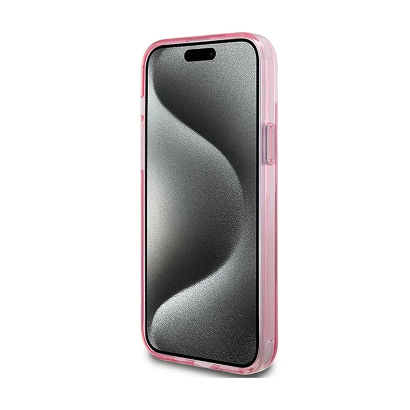 Karl Lagerfeld žiedo laikiklis Karl & Choupette MagSafe – „iPhone 15 Plus“ dėklas (rožinis)