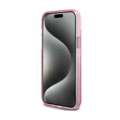Karl Lagerfeld žiedo laikiklis Karl & Choupette MagSafe – „iPhone 15 Plus“ dėklas (rožinis)
