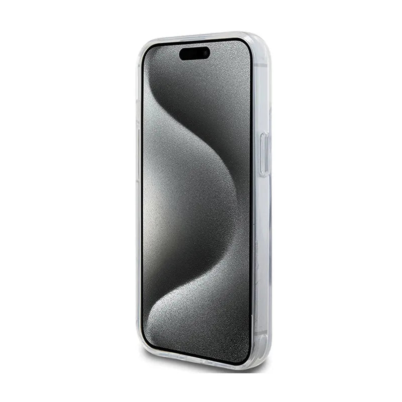 Karl Lagerfeld žiedo stovas Choupette Head MagSafe – „iPhone 15“ dėklas (baltas)
