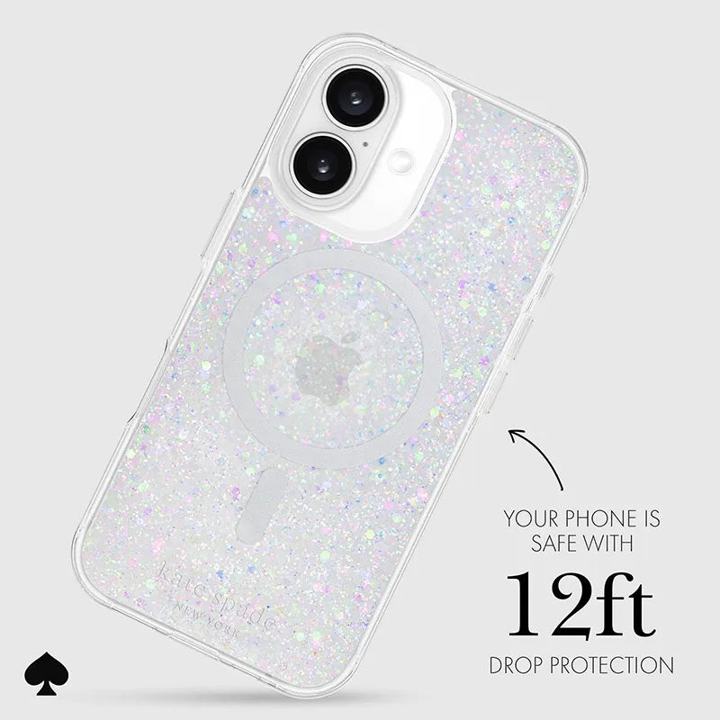 Kate Spade New York Apsauginis dėklas suderinamas su MagSafe – skirtas iPhone 16 (Stambūs blizgučiai)