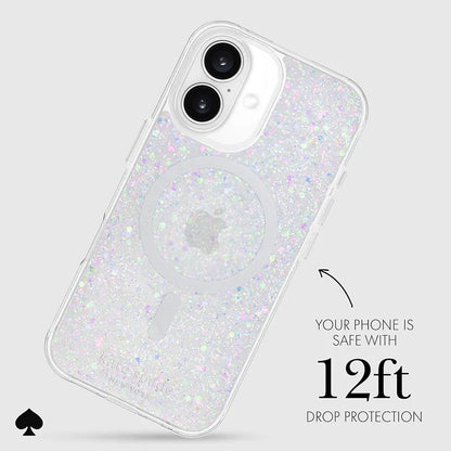 Kate Spade New York Apsauginis dėklas suderinamas su MagSafe – skirtas iPhone 16 (Stambūs blizgučiai)