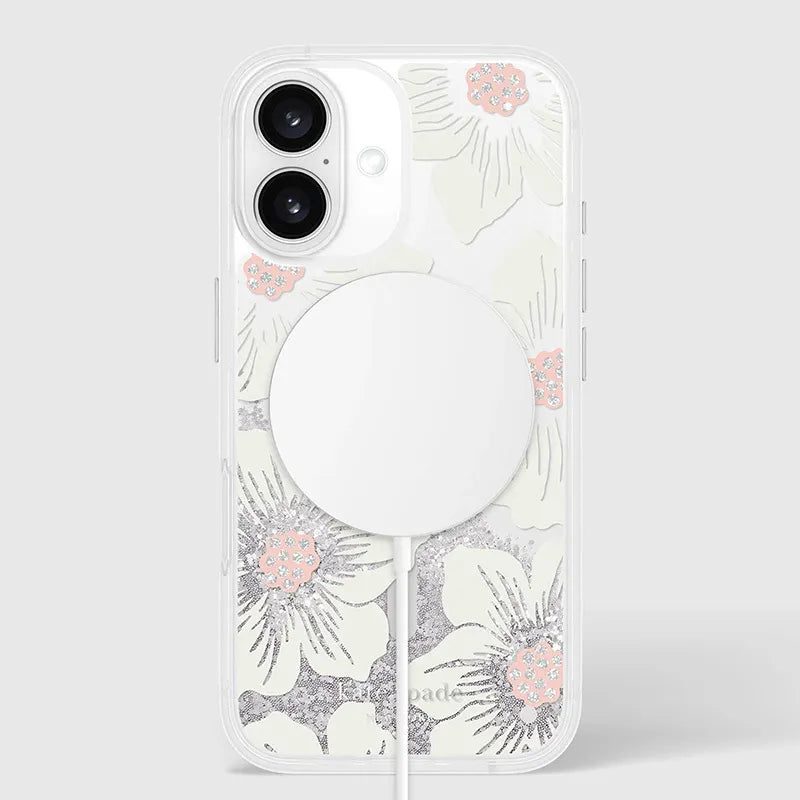 Kate Spade New York Liquid Glitter MagSafe - Dėklas, skirtas iPhone 16 (Hollyhock Floral)