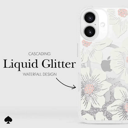 Kate Spade New York Liquid Glitter MagSafe - Dėklas, skirtas iPhone 16 (Hollyhock Floral)