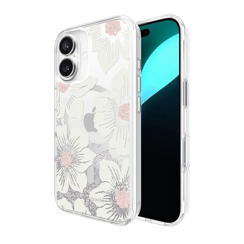 Kate Spade New York Liquid Glitter MagSafe - Dėklas, skirtas iPhone 16 (Hollyhock Floral)