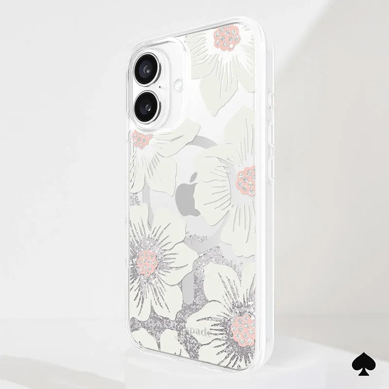Kate Spade New York Liquid Glitter MagSafe - Dėklas, skirtas iPhone 16 (Hollyhock Floral)