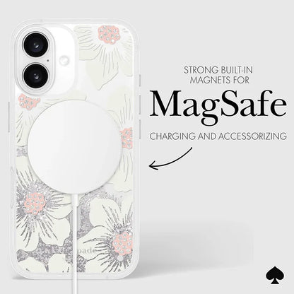 Kate Spade New York Liquid Glitter MagSafe - Dėklas, skirtas iPhone 16 (Hollyhock Floral)
