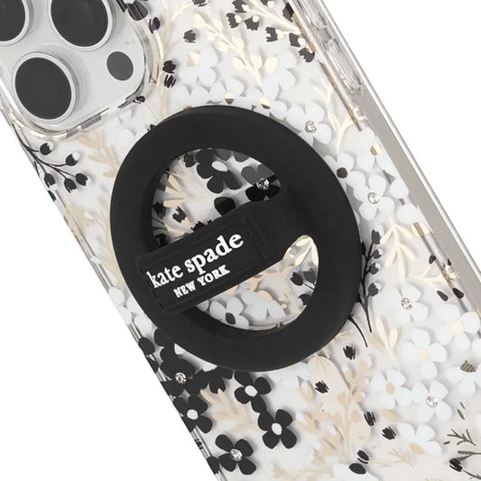 Kate Spade New York magnetinis laikiklis su kilpa - MagSafe pirštų laikiklis (juodas)