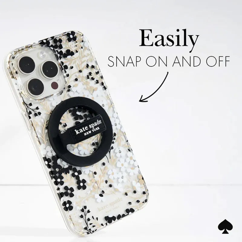 Kate Spade New York magnetinis laikiklis su kilpa - MagSafe pirštų laikiklis (juodas)
