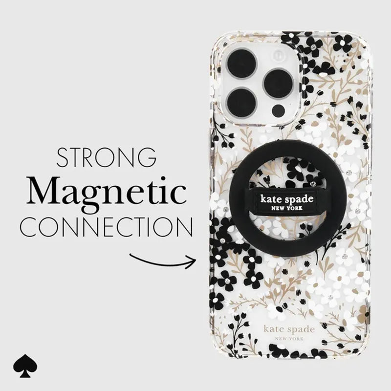 Kate Spade New York magnetinis laikiklis su kilpa - MagSafe pirštų laikiklis (juodas)