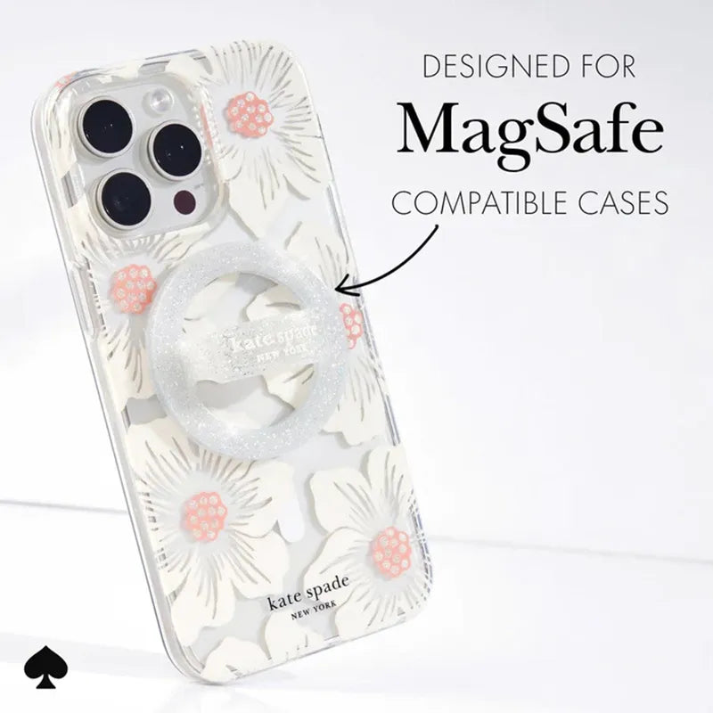 Kate Spade New York magnetinis žiedinis laikiklis – MagSafe piršto laikiklis ("The Sparkle Silver")