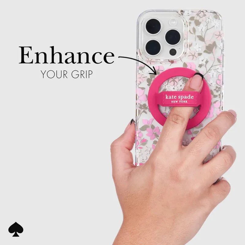 Kate Spade New York magnetinis žiedinis laikiklis – MagSafe pirštų laikiklis (Pom Pom Pink)
