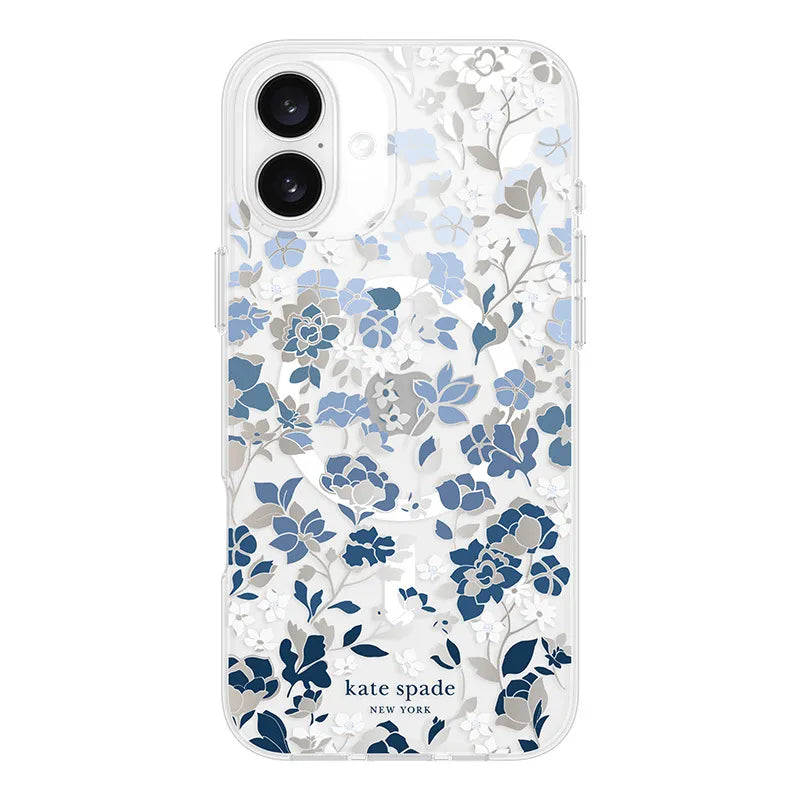 Kate Spade New York Protective Gems MagSafe – dėklas, skirtas iPhone 16 Plus (žiedų gėlynas mėlynas)