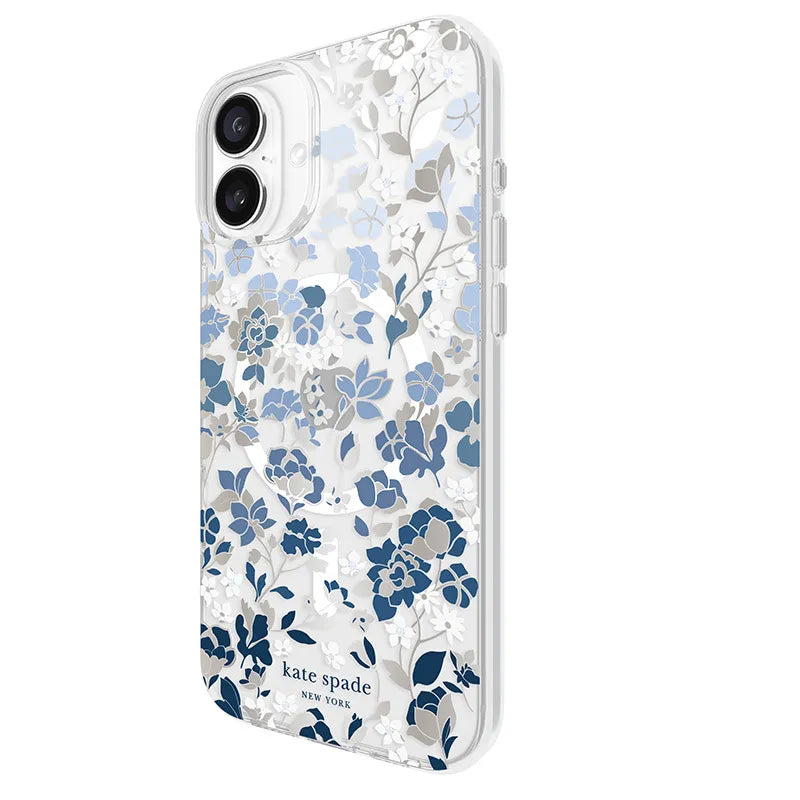 Kate Spade New York Protective Gems MagSafe – dėklas, skirtas iPhone 16 Plus (žiedų gėlynas mėlynas)