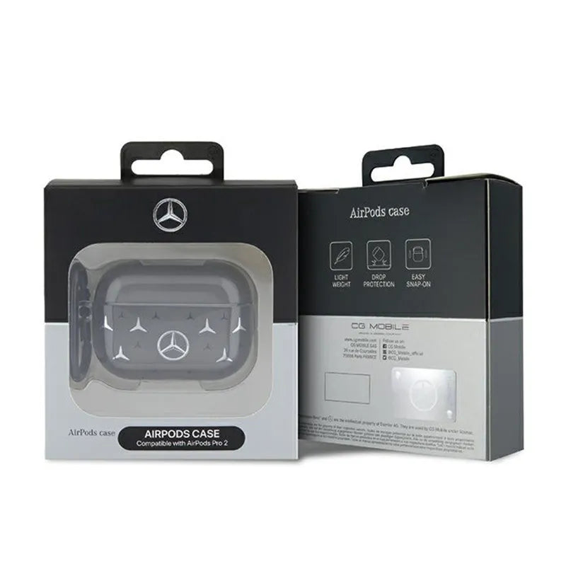 Mercedes didelio žvaigždės rašto „AirPods Pro 2“ dėklas (juodas)