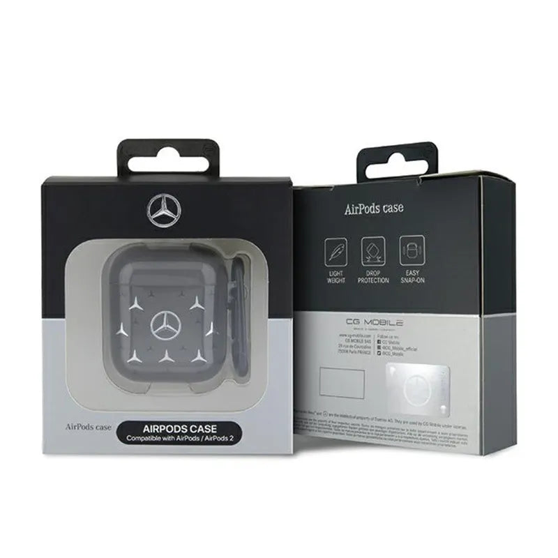 Mercedes didelio žvaigždžių rašto dėklas - AirPods 1/2 gen (juodas)