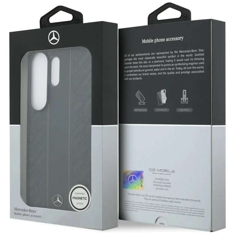 Mercedes Laurel Leaves Vertikali Dryžu dėklas MagSafe, skirtas Samsung Galaxy S26 Ultra (Juodas)